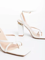 Дамски сандали бели от екологична кожа Sandora