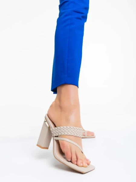 Дамско сабо бежови от екологична кожа Sabira