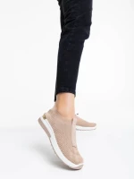 Дамски спортни обувки тъмно бежови от текстилен материал Romeya