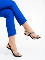 Дамски сандали черни от текстилен материал Shakia