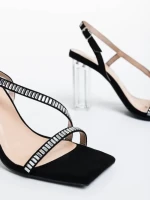 Дамски сандали черни от текстилен материал Shakia