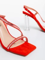 Дамски сандали оранжеви от текстилен материал Shakia