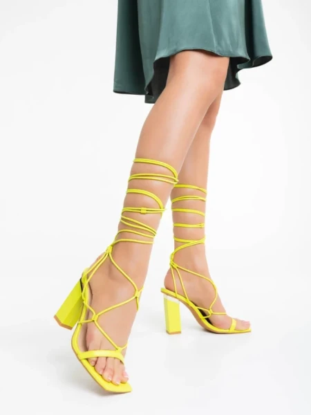 Дамски сандали жълти от екологична кожа Shantaya