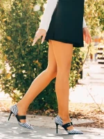 Дамски обувки с ток бели с черно от текстилен материал Sadiya