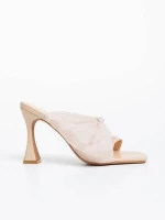 Дамско сабо телесен цвят от екологична кожа и текстилен материал Shamyla