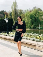 Дамско сабо черно от текстилен материал Shenay