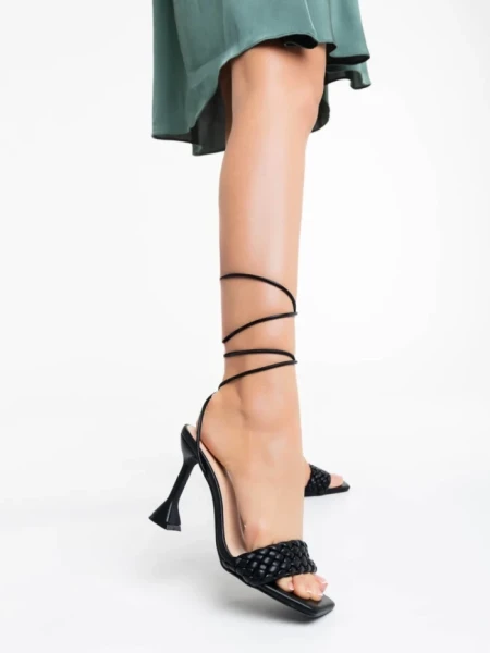 Дамски сандали черни от екологична кожа Sahana