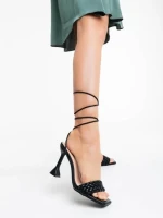 Дамски сандали черни от екологична кожа Sahana