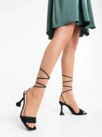 Дамски сандали черни от екологична кожа Sahana