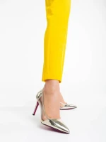 Дамски  обувки златисти от лачена екологична кожа Ambar