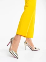 Дамски  обувки златисти от лачена екологична кожа Ambar