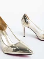 Дамски  обувки златисти от лачена екологична кожа Ambar