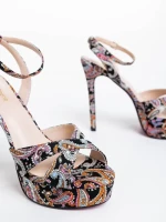 Дамски сандали розови от текстилнен материал Teyona