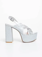 Дамски сандали сребристи от екологична кожа Tasnim