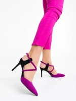 Дамски обувки лилави от текстилен материал Saleena