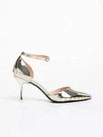 Дамски обувки с ток златисти от екологична кожа Shanza