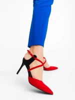 Дамски обувки червени от текстилен материал Saleena