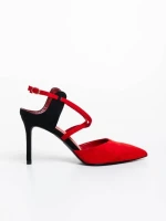 Дамски обувки червени от текстилен материал Saleena