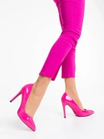 Дамски обувки с ток циклама от лачена екологична кожа Shanessa