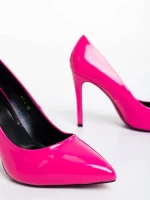 Дамски обувки с ток циклама от лачена екологична кожа Shanessa