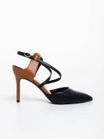 Дамски обувки с ток черни от екологична кожа Diella