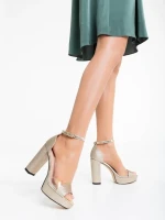 Дамски сандали златисти от текстилен материал Tressa