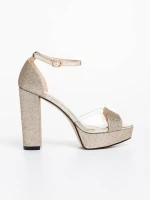 Дамски сандали златисти от текстилен материал Tressa