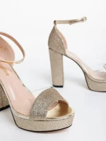 Дамски сандали златисти от текстилен материал Tressa