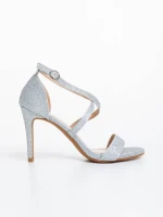 Дамски сандали сребристи от текстилен материал Oksana