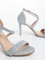 Дамски сандали сребристи от текстилен материал Oksana