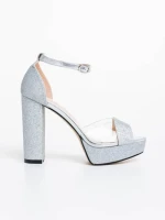 Дамски сандали сребристи от текстилен материал Tressa