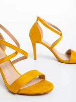 Дамски сандали жълти от текстилен материал Oksana