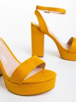 Дамски сандали жълти от текстилен материал Tamaka