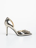 Дамски обувки с ток златисти от екологична кожа Danyella