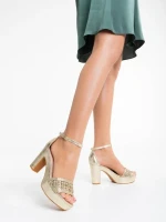 Дамски сандали цвят златни от екологична кожа Tirza