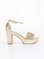 Дамски сандали цвят златни от екологична кожа Tirza