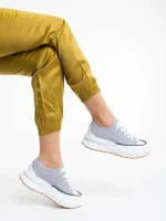 Дамски тенис обувки сиви от текстилен материал Daina