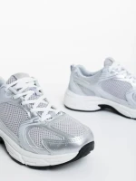 Дамски спортни обувки сребристи от текстилен материал Dunya