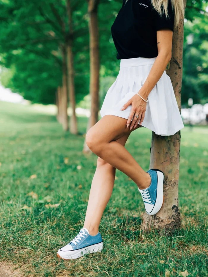 Дамски кецове сини от текстилен материал Lanaya