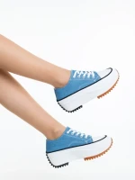 Дамски кецове сини от текстилен материал Lanaya