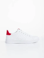 Дамски спортни обувки бели с червено от екологична кожа Rasine