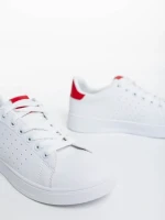 Дамски спортни обувки бели с червено от екологична кожа Rasine