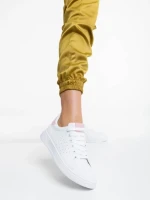 Дамски спортни обувки бели с розово от екологична кожа Rasine