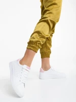 Дамски спортни обувки бели с розово от екологична кожа Rasine