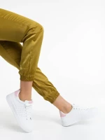 Дамски спортни обувки бели с розово от екологична кожа Rasine