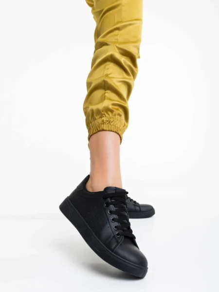 Дамски спортни обувки черни от екологична кожа Rasine