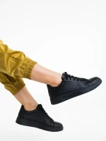 Дамски спортни обувки черни от екологична кожа Rasine