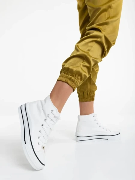 Дамски кецове бели от текстилен материал Rosemin