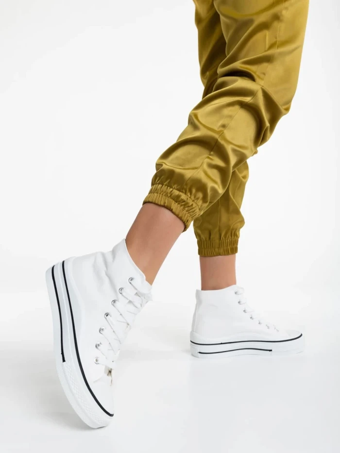 Дамски кецове бели от текстилен материал Rosemin