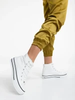 Дамски кецове бели от текстилен материал Rosemin